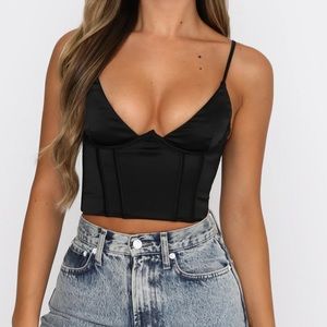 White Fox Acacia Bustier Black Crop Top